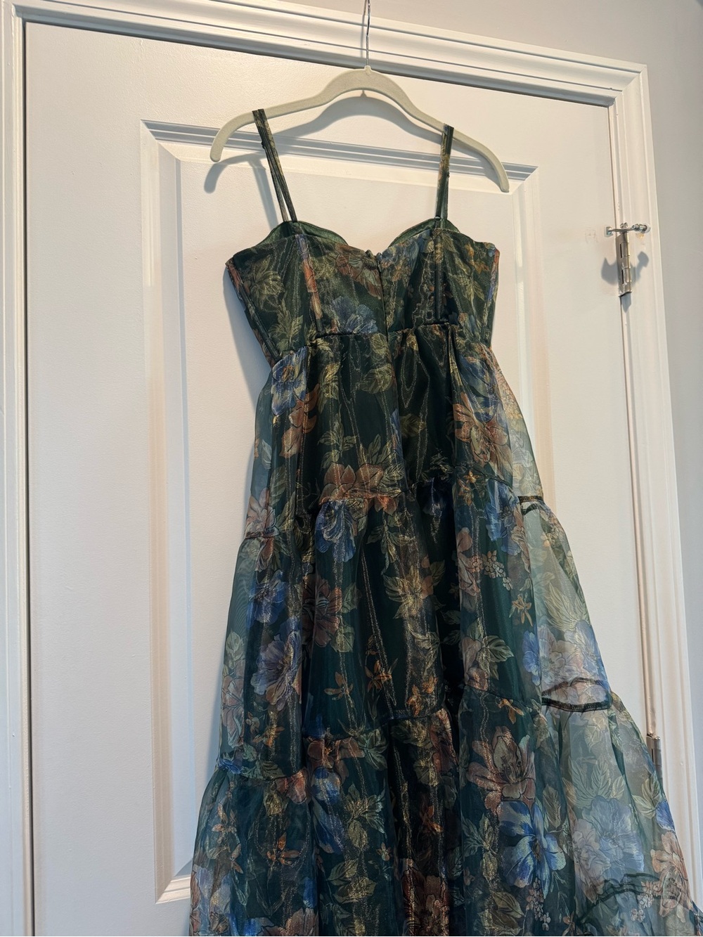 Floral Green Tiered Maxi Dress - Picture 11 of 11